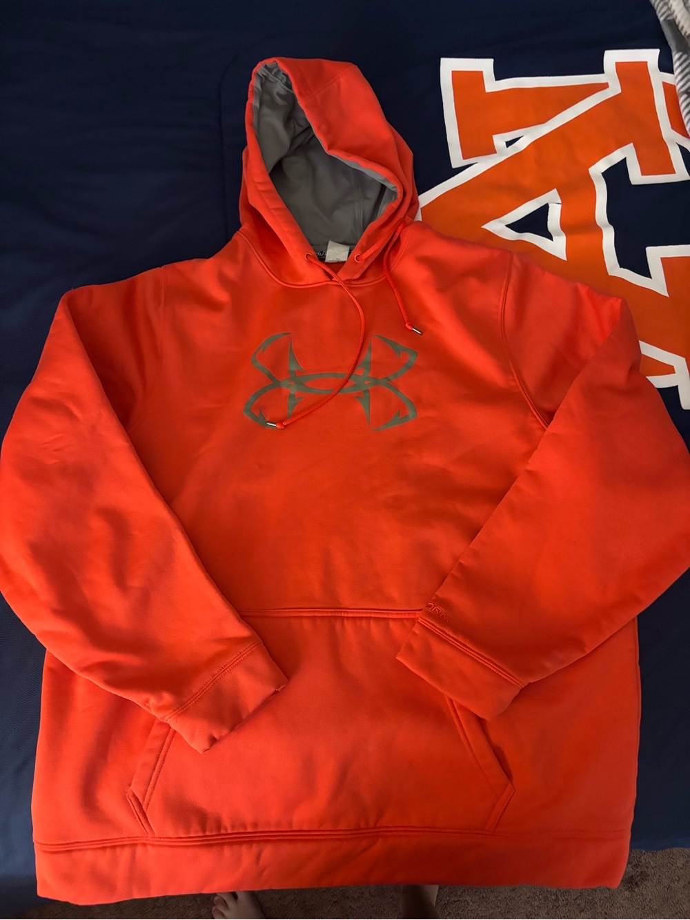 Under Armour Orange Hooded Pullover with Gray Logo